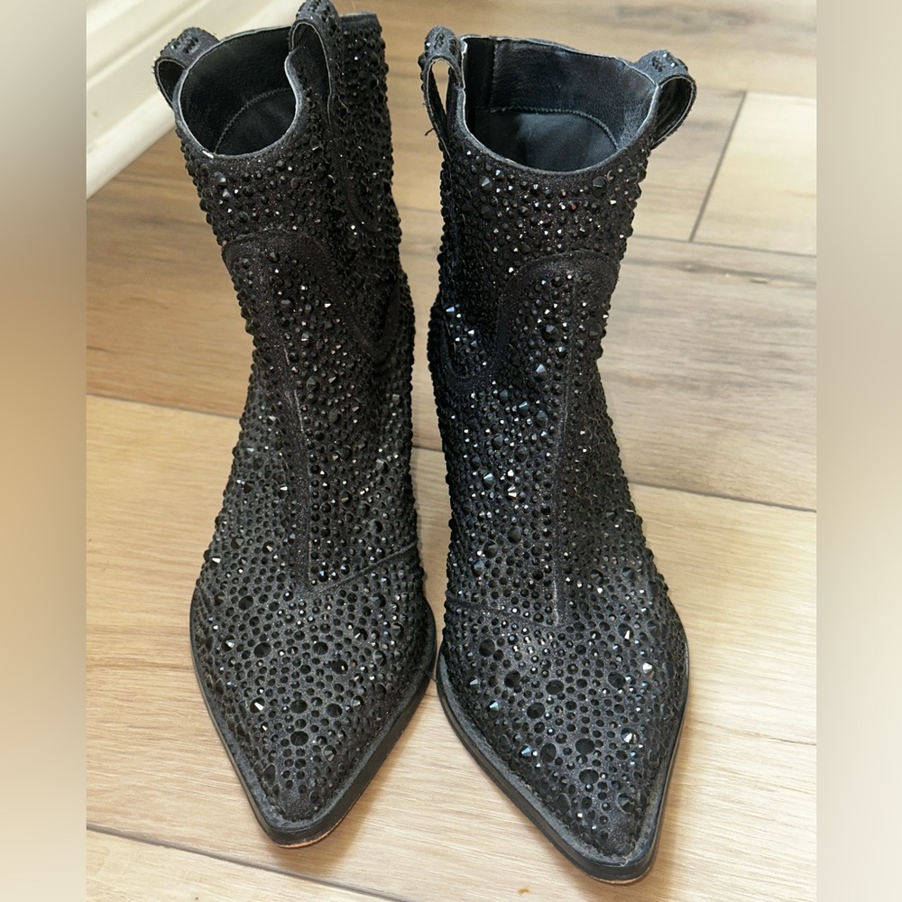 Jessica Simpson black rhinestone booties size 6 - Picture 6 of 12